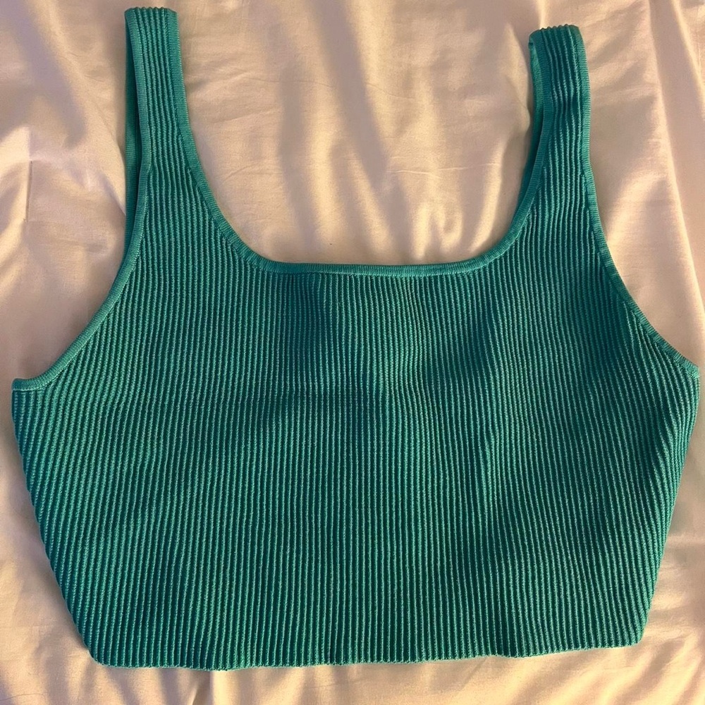 Babaton Turquoise Ribbed Tank Top
